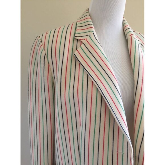Vintage 80s Womens Size S Blazer Beige Stripped Open Jacket CHOICE by BUTTE - Picture 8 of 16